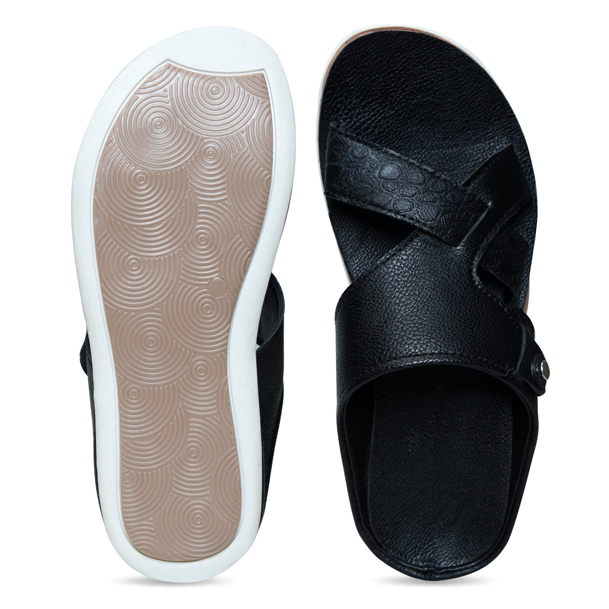 Faux Leather Slip-On Slippers for Men