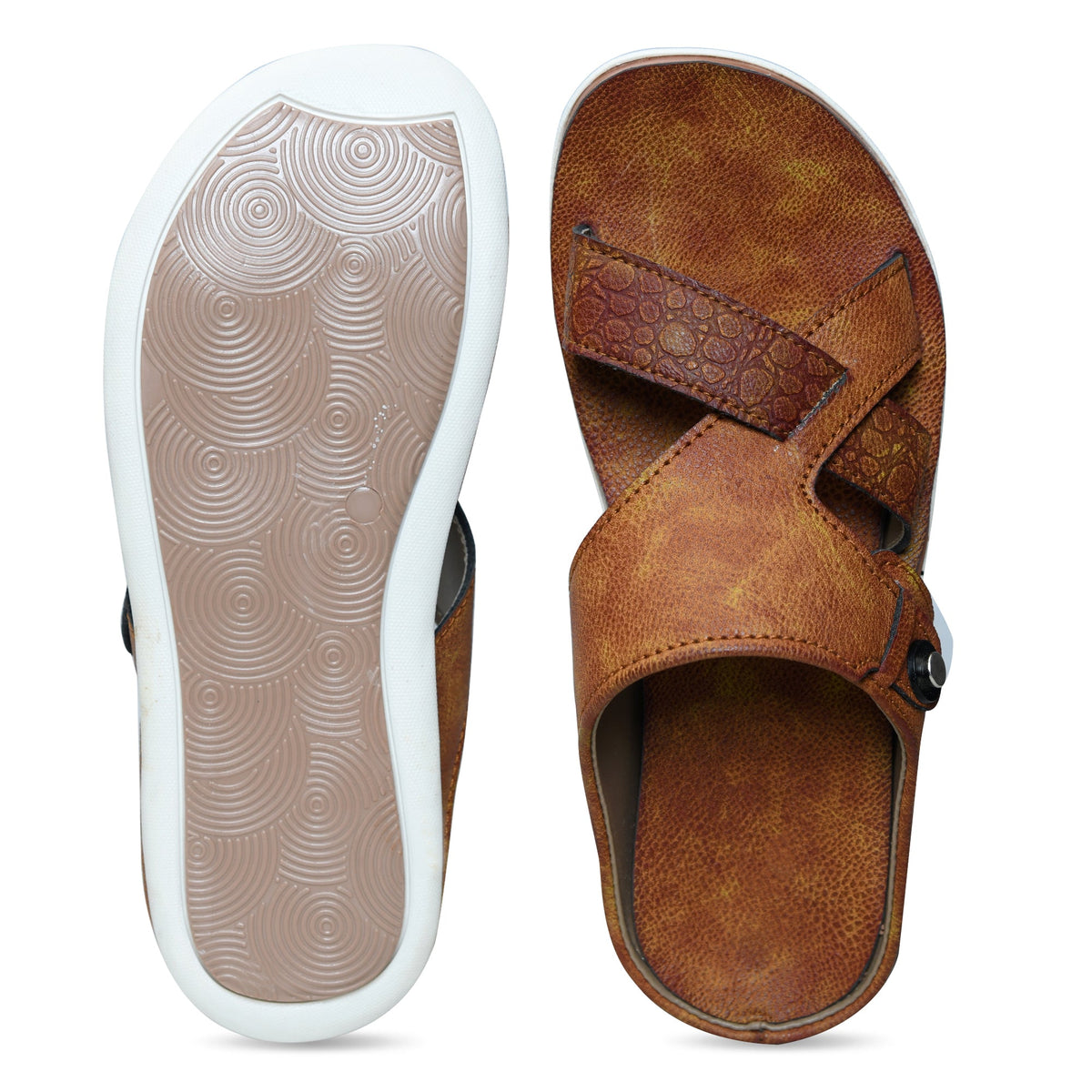 Faux Leather Slip-On Slippers for Men