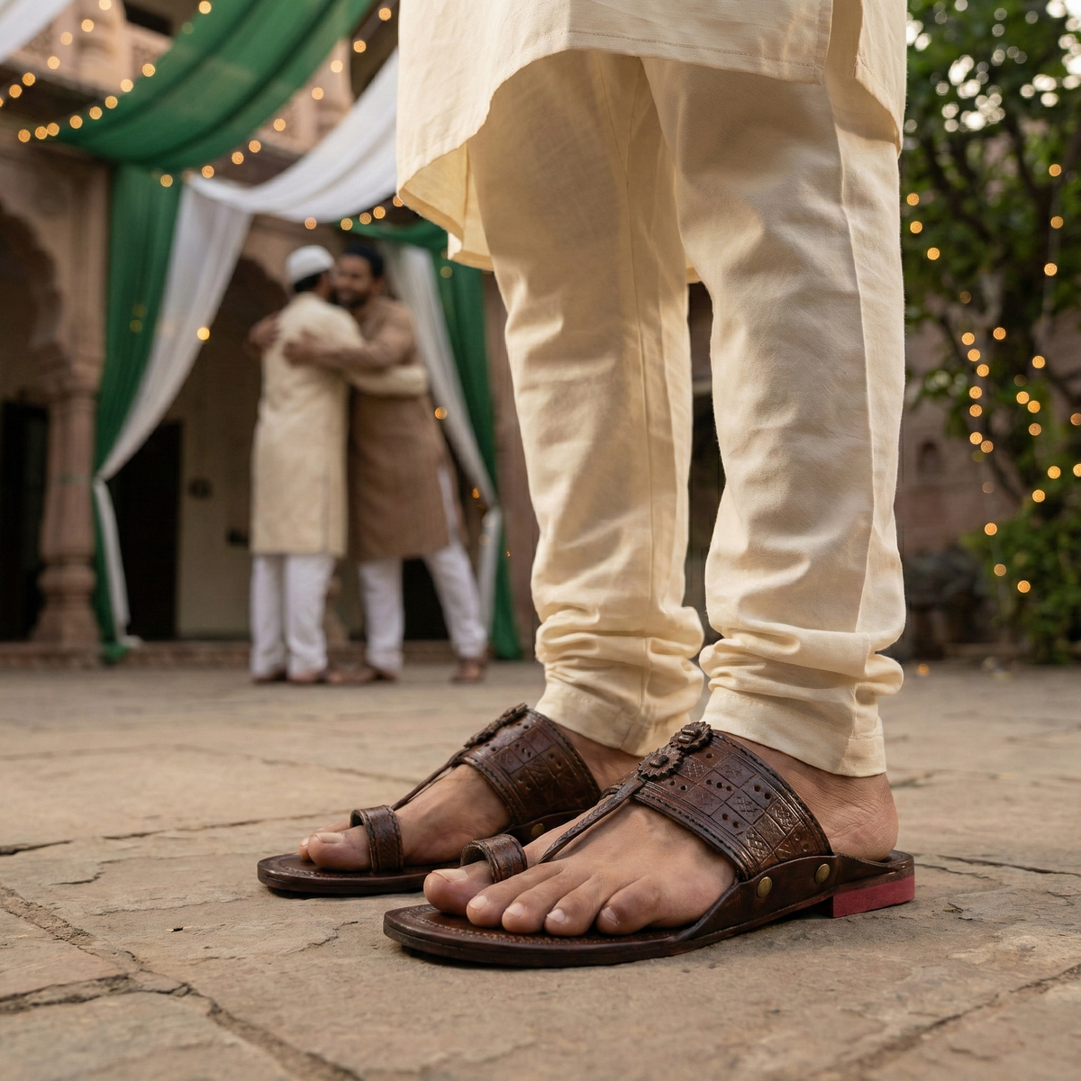 Embossed Pure Leather Kolhapuri Chappals