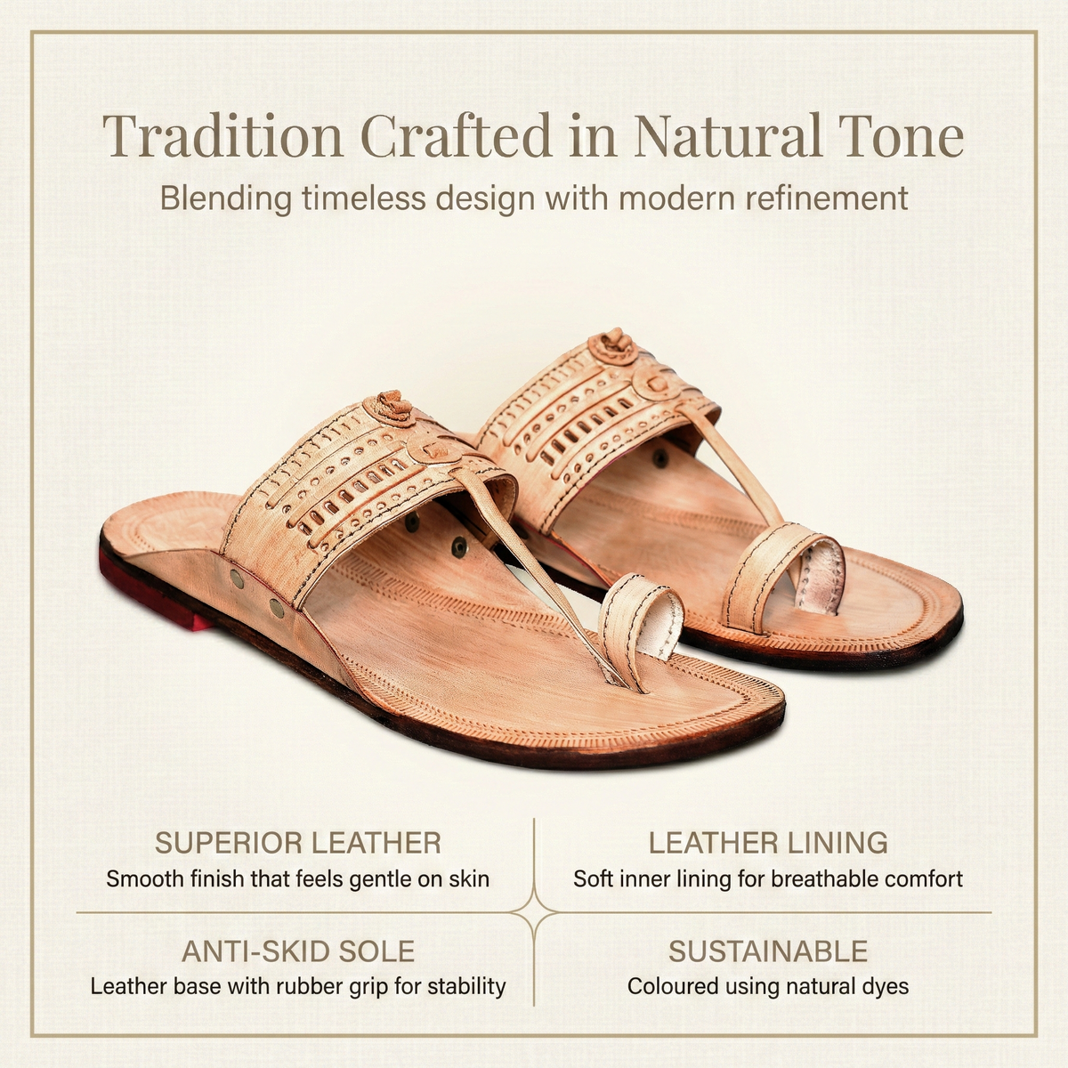 Embossed Pure Leather Kolhapuri Chappals