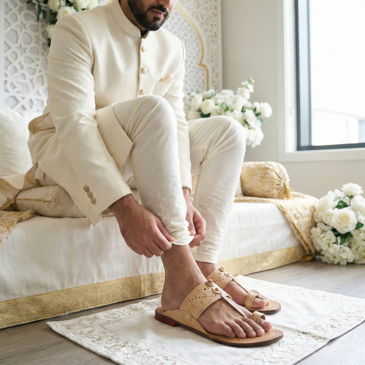 Embossed Pure Leather Kolhapuri Chappals