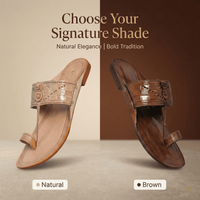Embossed Pure Leather Kolhapuri Chappals