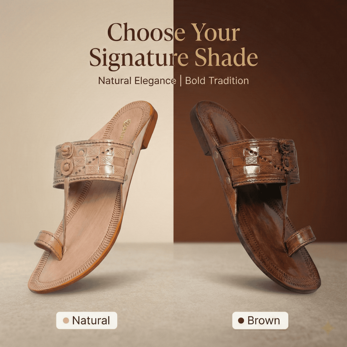 Embossed Pure Leather Kolhapuri Chappals