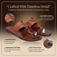 Embossed Pure Leather Kolhapuri Chappals