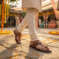 Embossed Pure Leather Kolhapuri Chappals