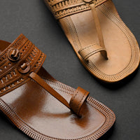 Embossed Pure Leather Kolhapuri Chappals