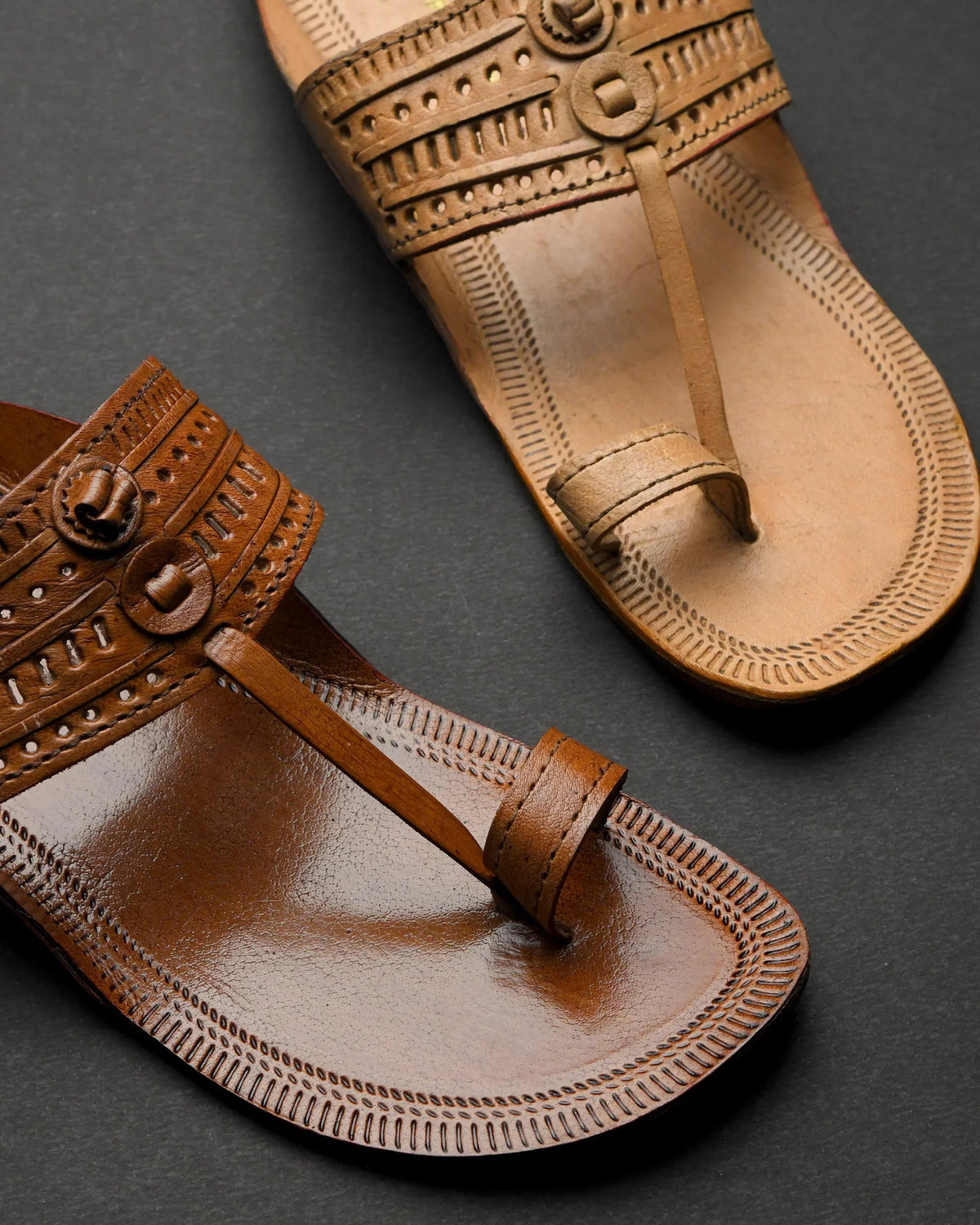 Embossed Pure Leather Kolhapuri Chappals