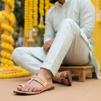 Embossed Pure Leather Kolhapuri Chappals