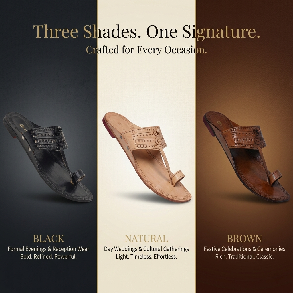 Embossed Pure Leather Kolhapuri Chappals