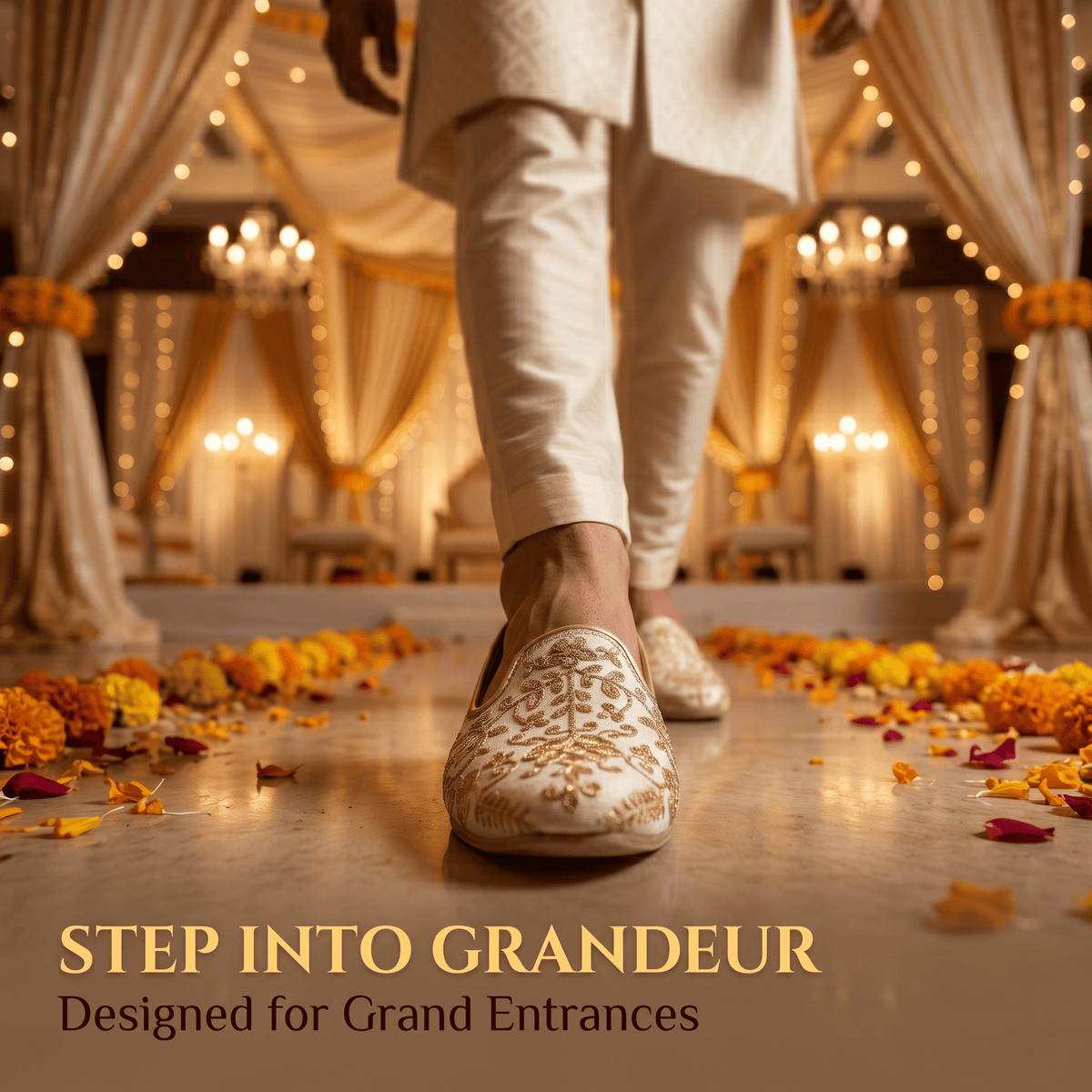 Gold Sequin Embroidered Wedding Mojari