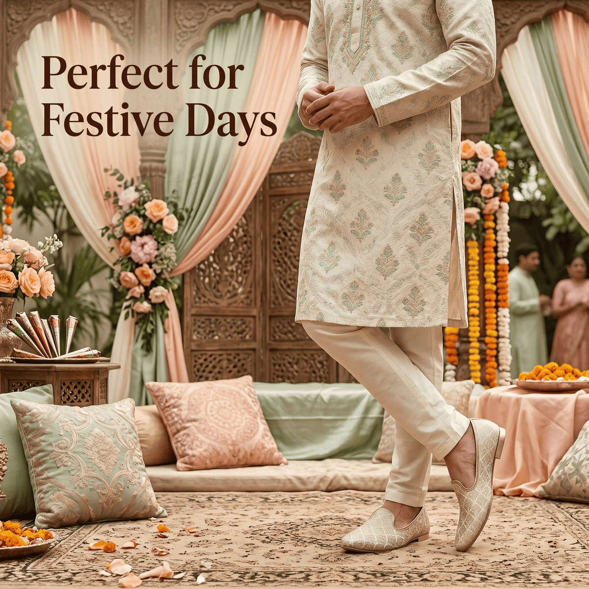Gold Handcrafted Wedding Naagra Mojari