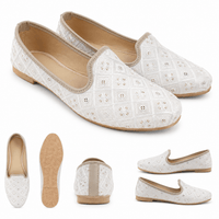 White Handcrafted Wedding Naagra Mojari