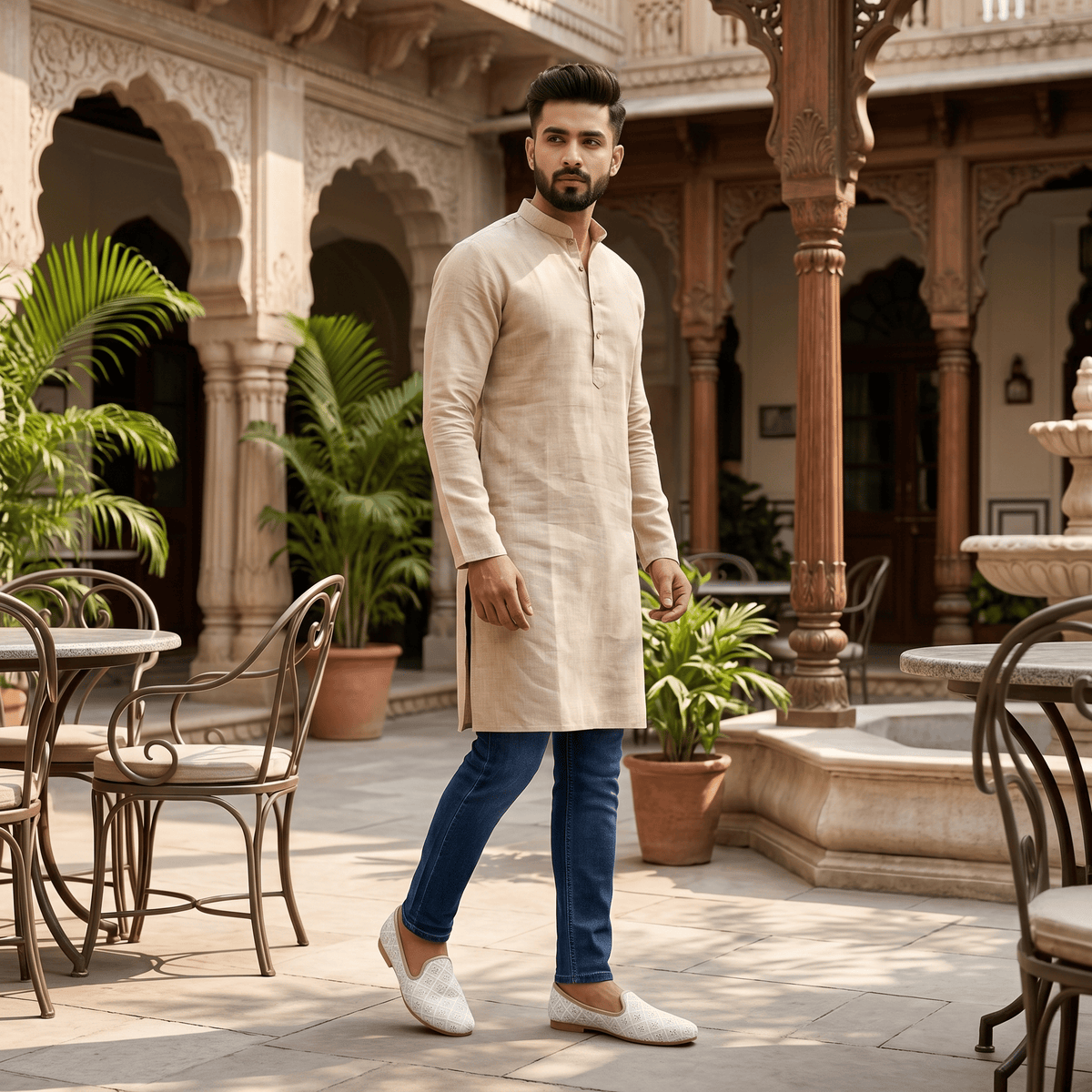 White Handcrafted Wedding Naagra Mojari