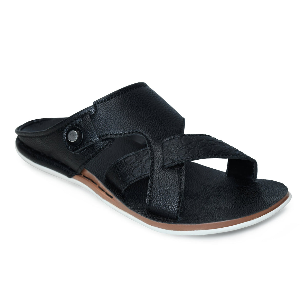 Faux Leather Slip-On Slippers for Men