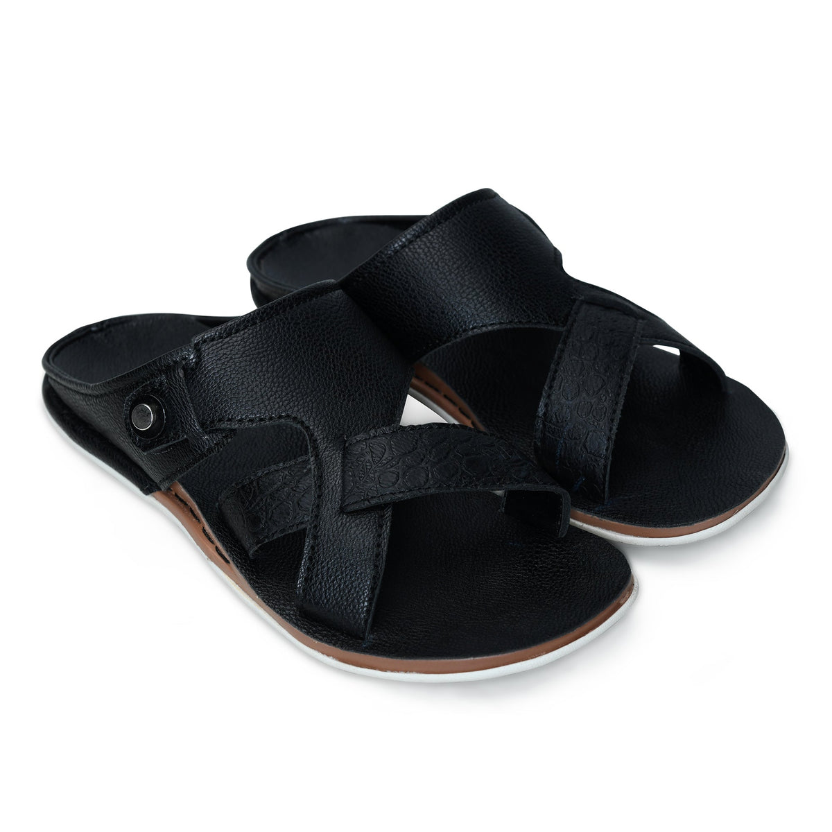 Faux Leather Slip-On Slippers for Men