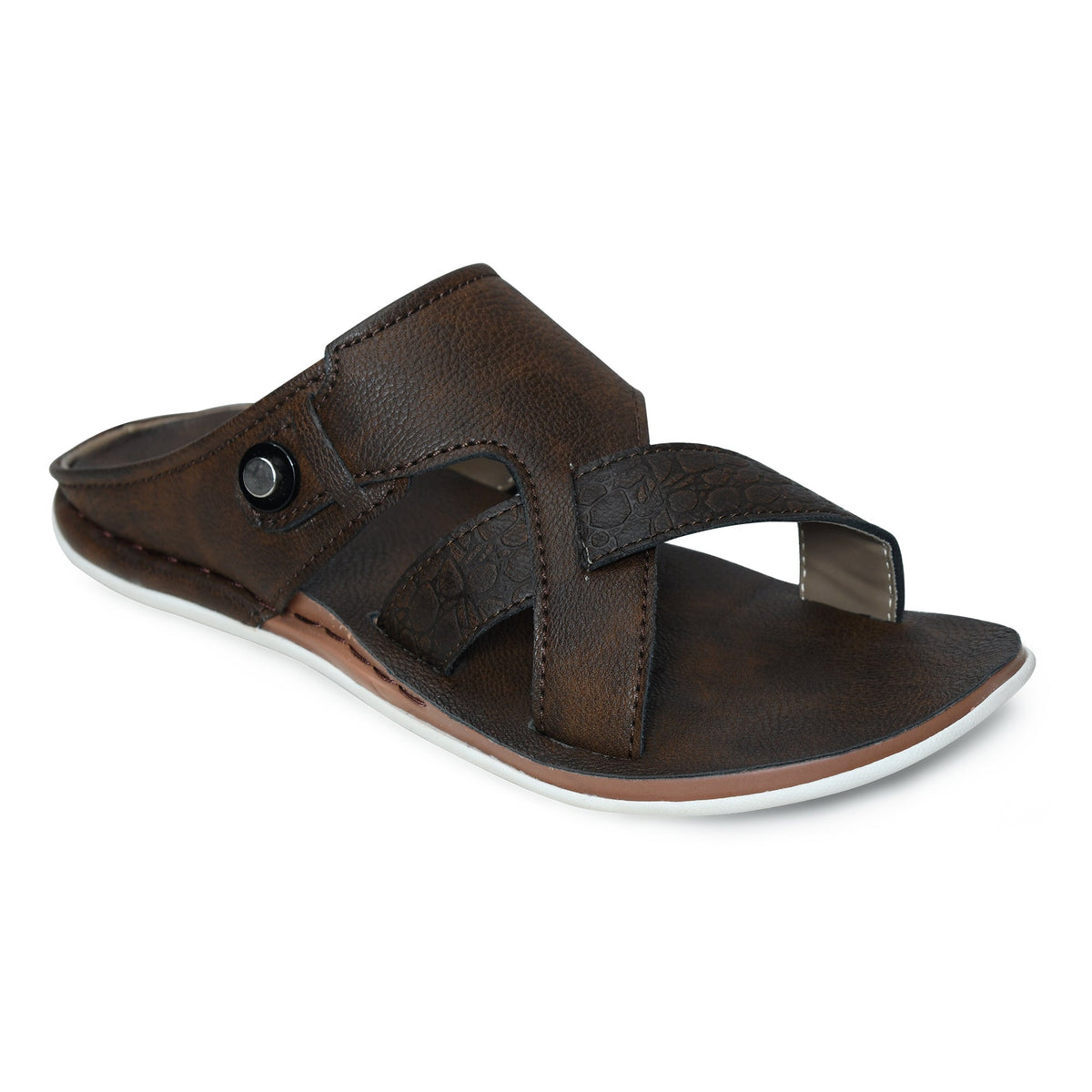 Faux Leather Slip-On Slippers for Men