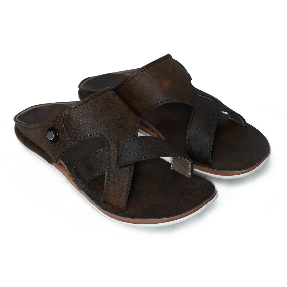 Faux Leather Slip-On Slippers for Men