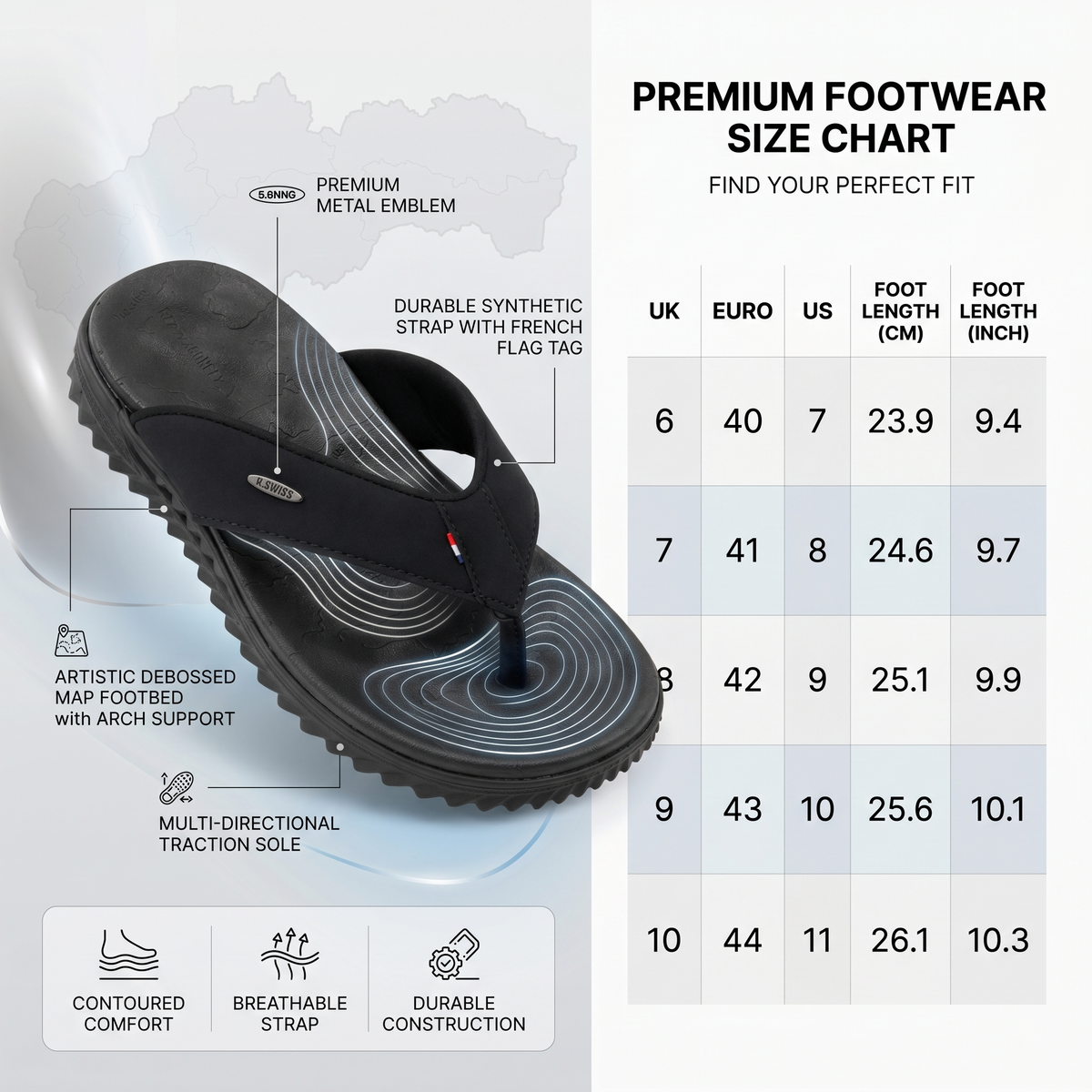 Men's Orthopedic Comfort Flip Flops | Arch Support | Premium Faux Leather | Cushioned Anti-Slip Slippers