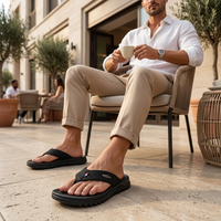 Men's Orthopedic Comfort Flip Flops | Arch Support | Premium Faux Leather | Cushioned Anti-Slip Slippers