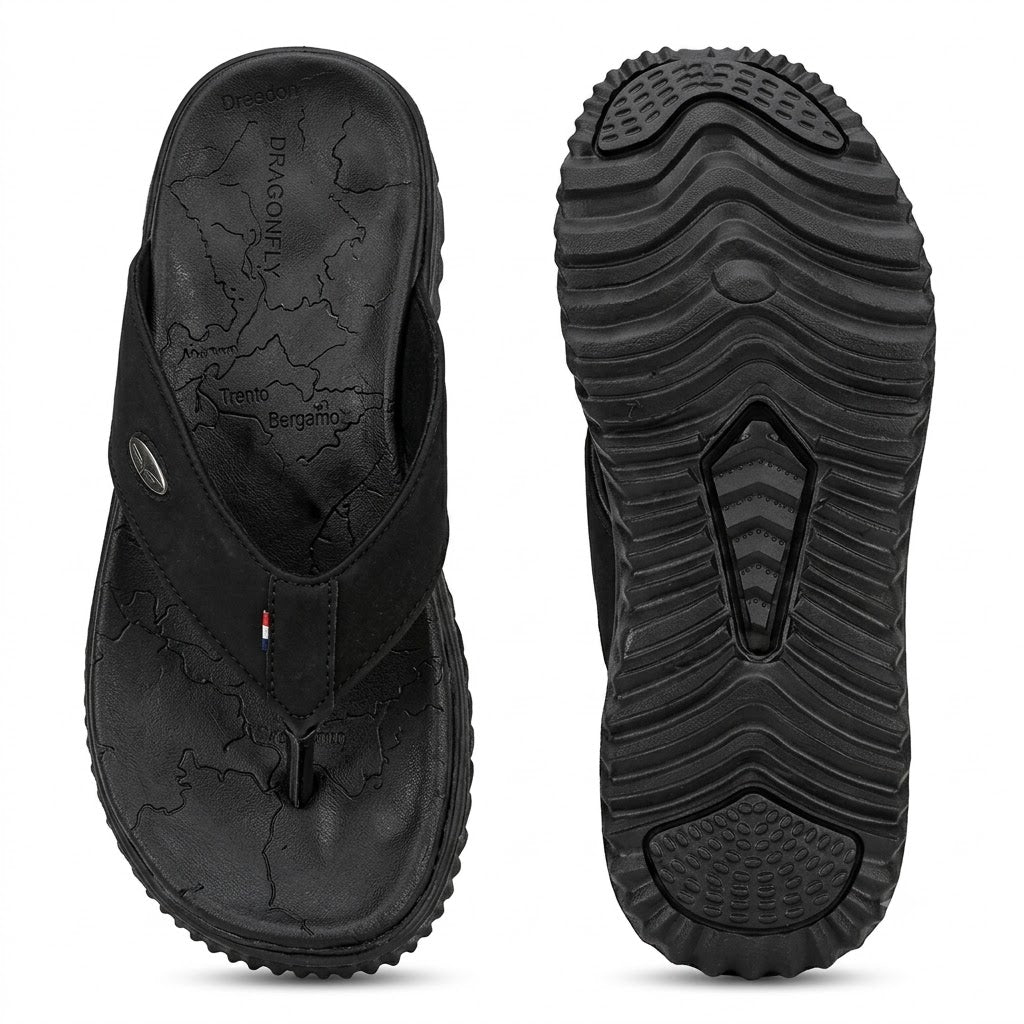Men's Orthopedic Comfort Flip Flops | Arch Support | Premium Faux Leather | Cushioned Anti-Slip Slippers