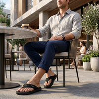 Men's Orthopedic Comfort Flip Flops | Arch Support | Premium Faux Leather | Cushioned Anti-Slip Slippers