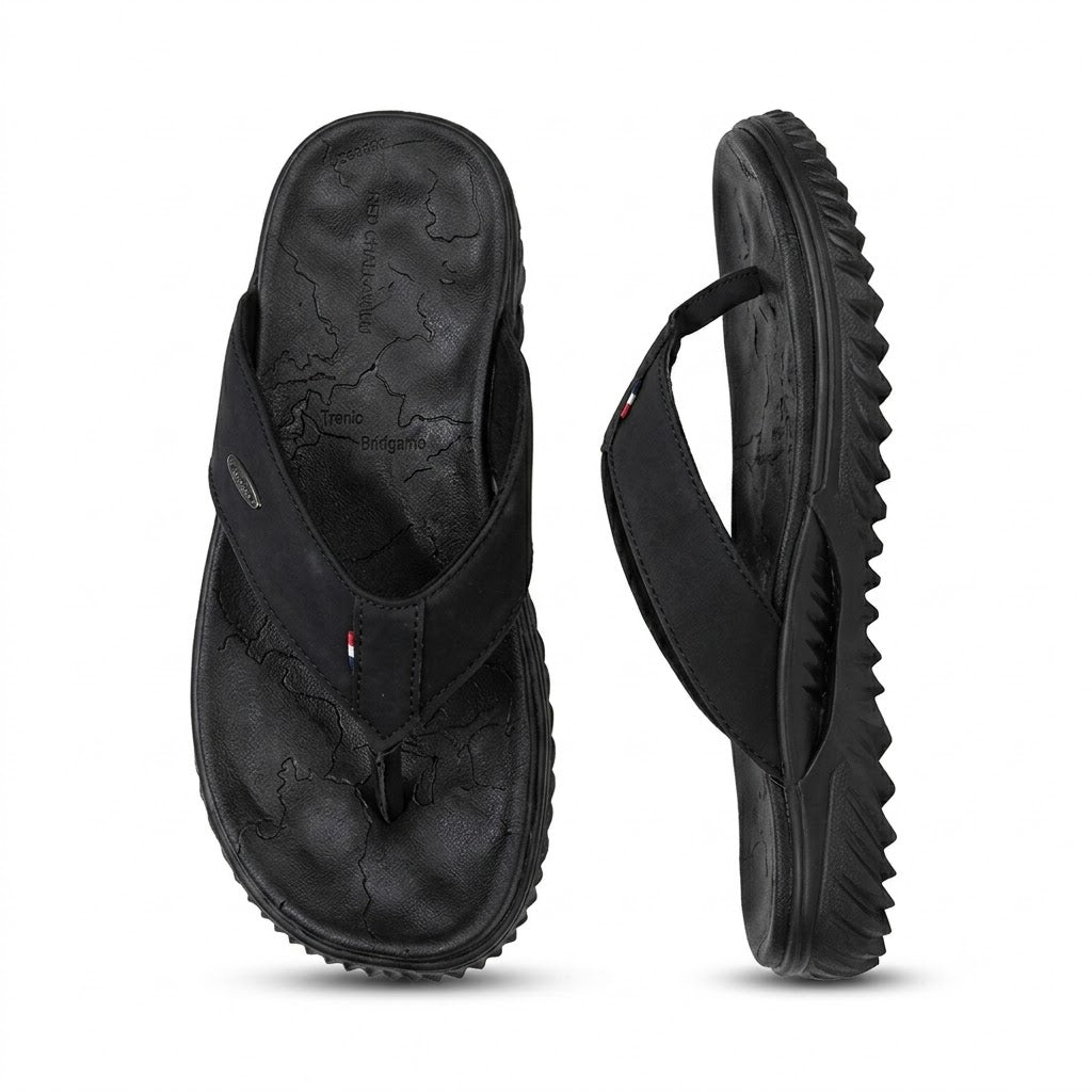 Men's Orthopedic Comfort Flip Flops | Arch Support | Premium Faux Leather | Cushioned Anti-Slip Slippers