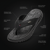 Men's Orthopedic Comfort Flip Flops | Arch Support | Premium Faux Leather | Cushioned Anti-Slip Slippers