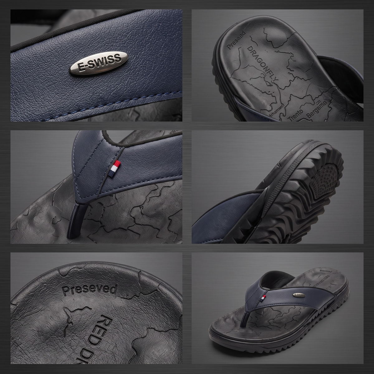 Men's Orthopedic Comfort Flip Flops | Arch Support | Premium Faux Leather | Cushioned Anti-Slip Slippers