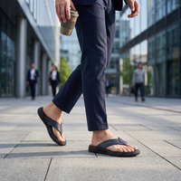 Men's Orthopedic Comfort Flip Flops | Arch Support | Premium Faux Leather | Cushioned Anti-Slip Slippers
