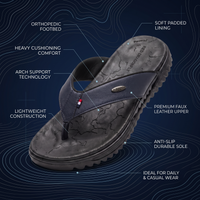Men's Orthopedic Comfort Flip Flops | Arch Support | Premium Faux Leather | Cushioned Anti-Slip Slippers