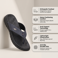 Men's Orthopedic Comfort Flip Flops | Arch Support | Premium Faux Leather | Cushioned Anti-Slip Slippers