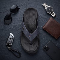 Men's Orthopedic Comfort Flip Flops | Arch Support | Premium Faux Leather | Cushioned Anti-Slip Slippers