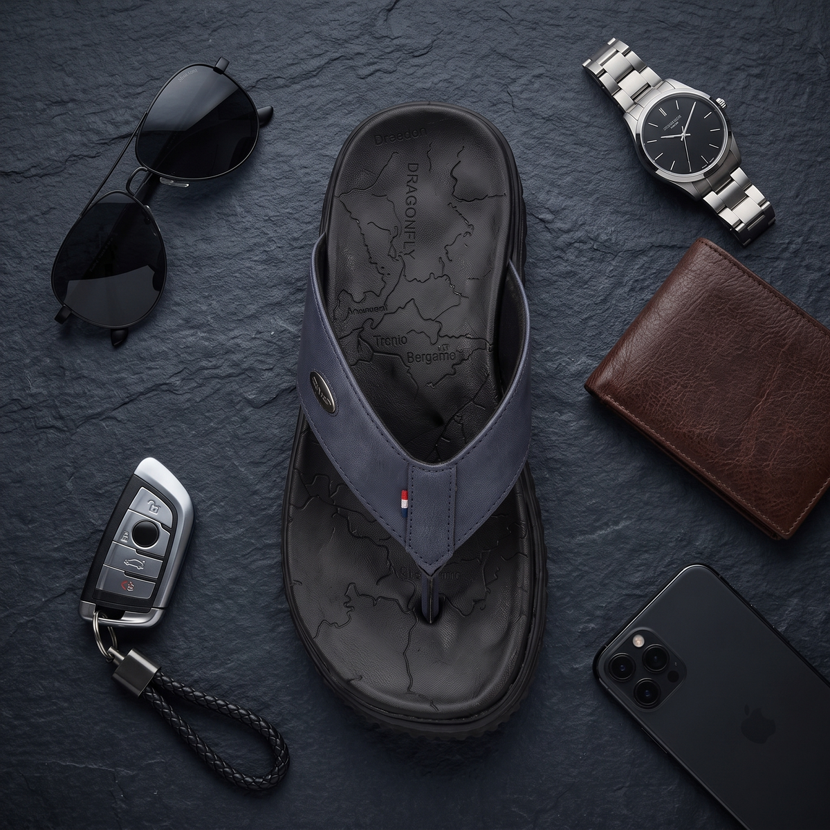 Men's Orthopedic Comfort Flip Flops | Arch Support | Premium Faux Leather | Cushioned Anti-Slip Slippers