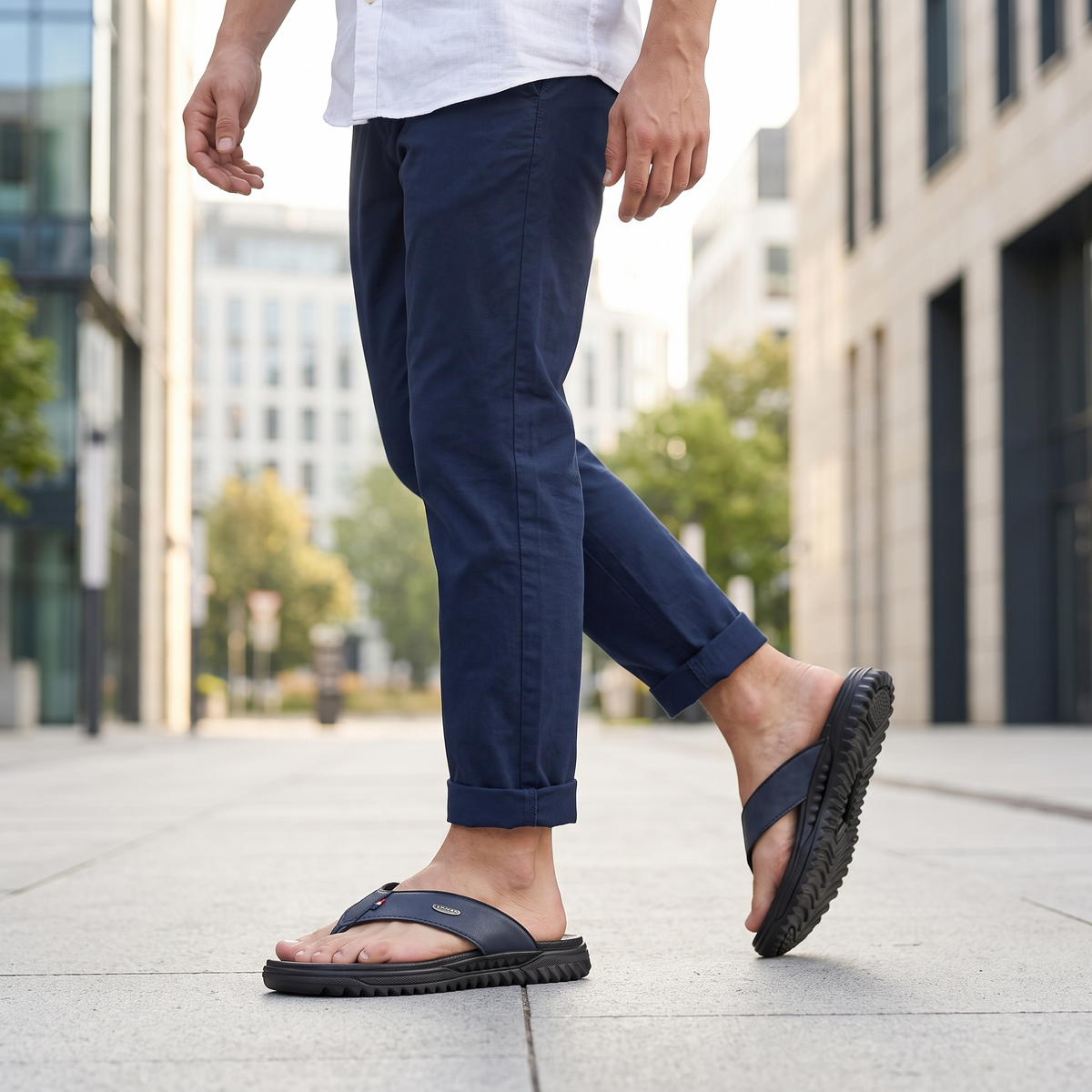 Men's Orthopedic Comfort Flip Flops | Arch Support | Premium Faux Leather | Cushioned Anti-Slip Slippers