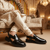 P4 Patent Finish Peshawari Sandals Men