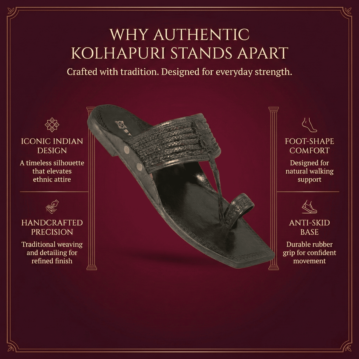 Virasat T-Strap Pure Leather Kolhapuri