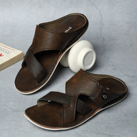 Faux Leather Slip-On Slippers for Men