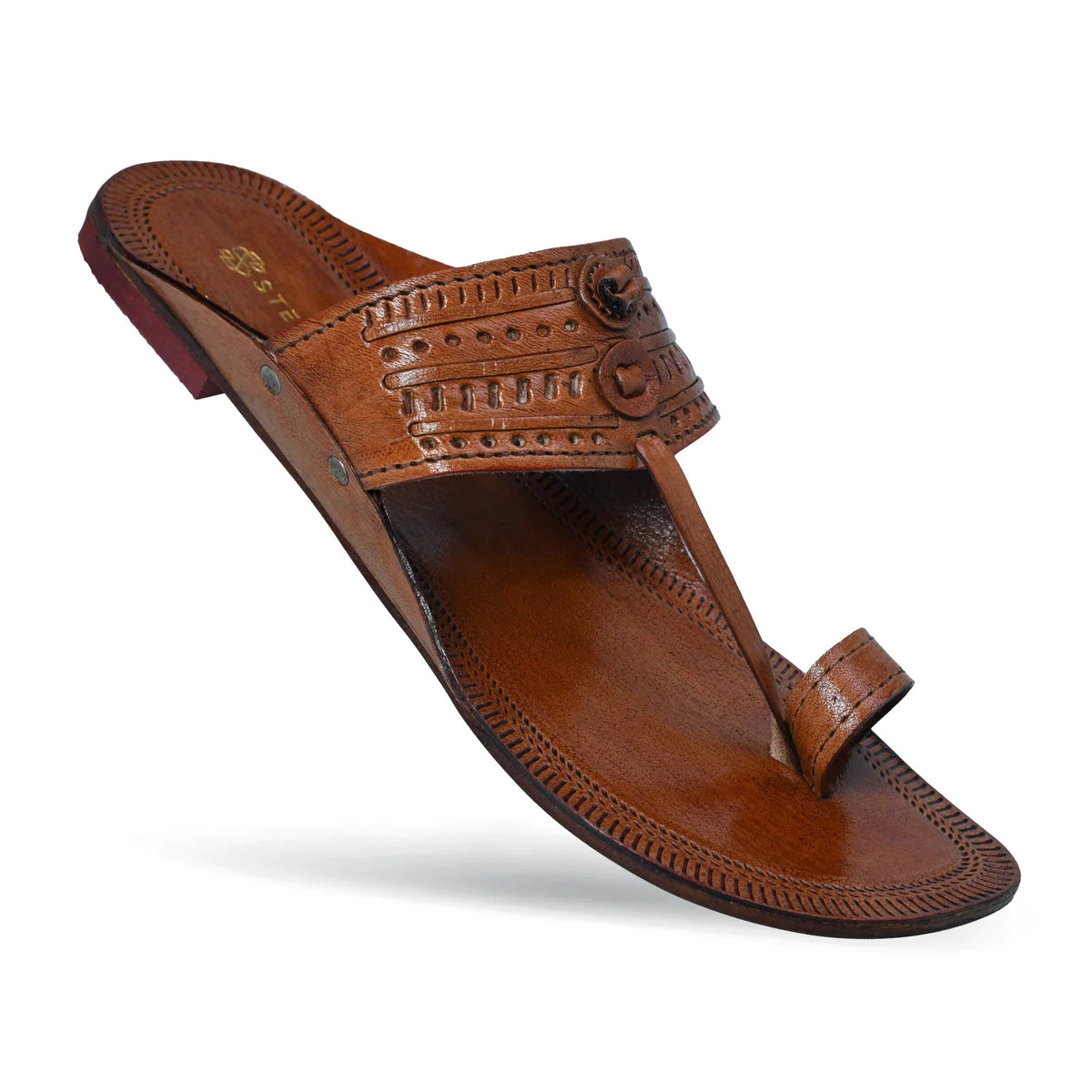 Embossed kolhapuri chappal for men black leather
