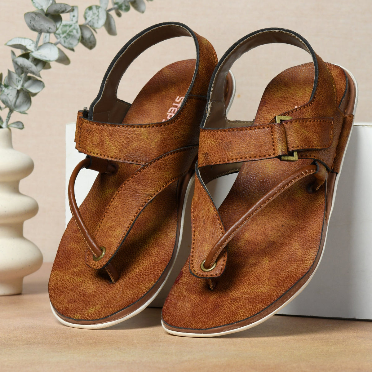 Faux Leather Sandals with Adjustable Backstrap