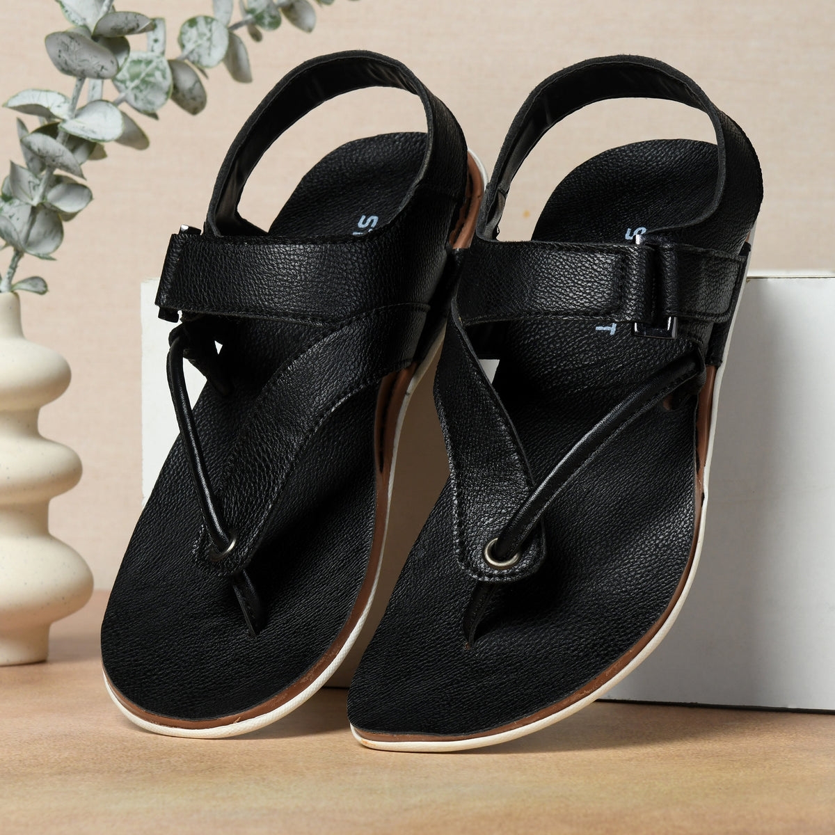 Faux Leather Sandals with Adjustable Backstrap