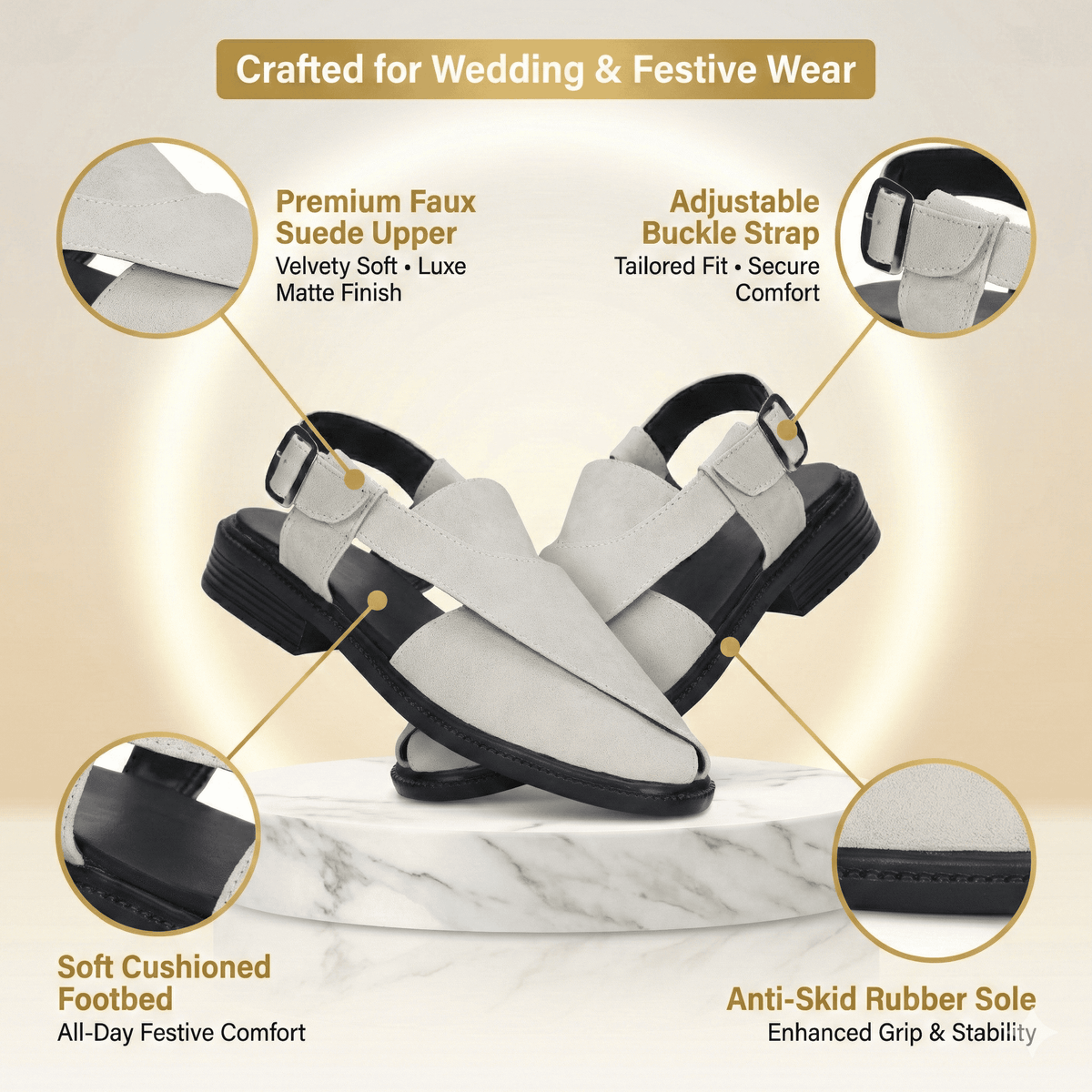 Suede Peshawari Closed-Toe Sandals Men