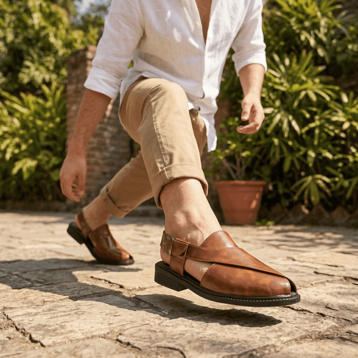 Peshawari Faux Leather Ethnic Sandals Men
