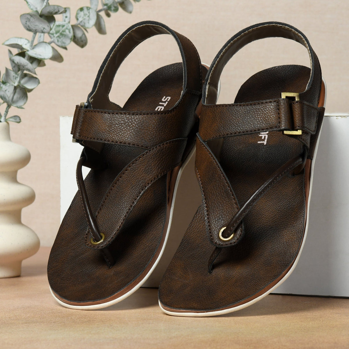 Faux Leather Sandals with Adjustable Backstrap