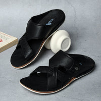 Faux Leather Slip-On Slippers for Men