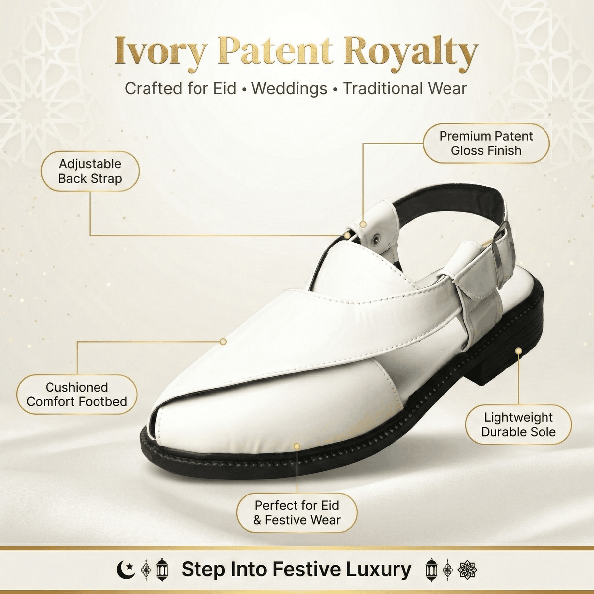 P4 Patent Finish Peshawari Sandals Men
